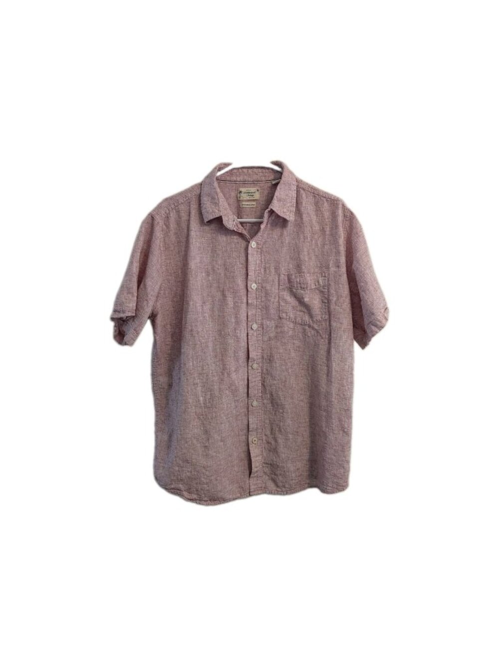 Weatherproof Vintage Linen Shirt L Grandpacore Coastal  Mens Red Short Sleeve
